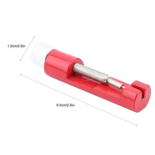 Alt view image 2 of 7 - Watch Band Adjustable Tool, Metal Adjustable Watch Band Strap Bracelet Link Pin Remover Repair Tool Kit Portable Strap Length Adjustment (Red)