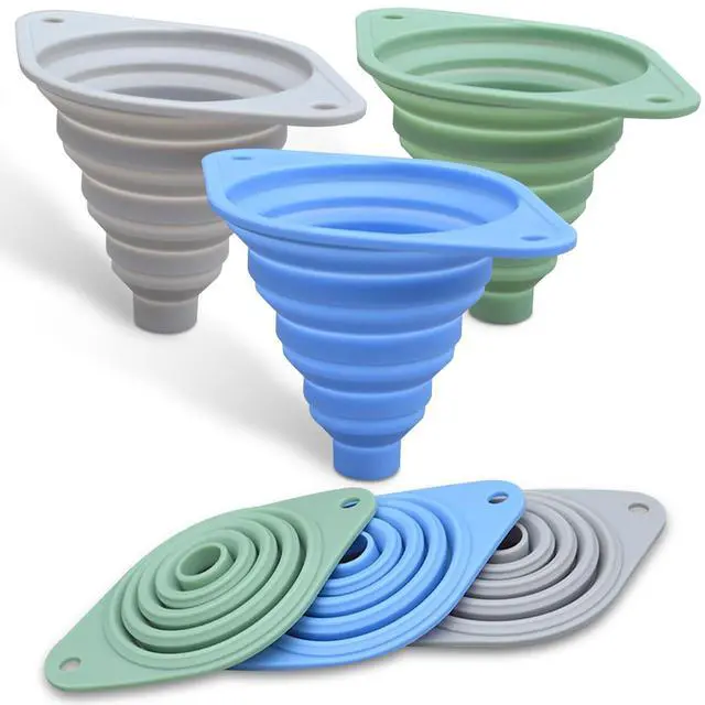 Main image of Funnel Set 3 Pack,Funnels for Kitchen Use Filling Bottles,Silicone Funnel Collapsible,Small Funnels for Filling Small Bottles