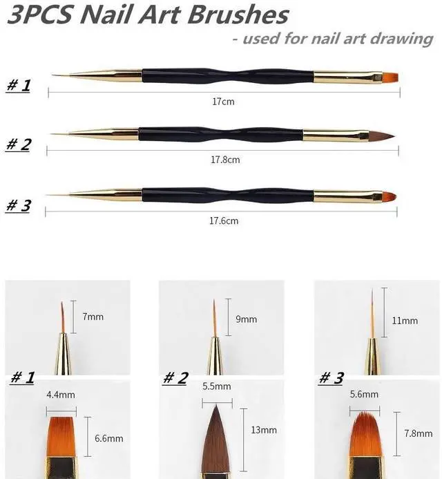 Alt view image 3 of 7 - 5PCS Dotting Pens with 3 PCS Nail Painting Brushes, Double Ended Brush and Dotting Tool Kit, Nail Art Design Tools