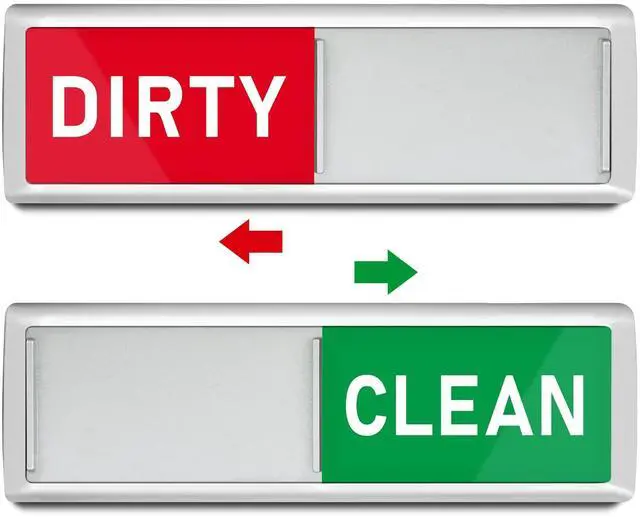 Main image of PSLER Dishwasher Magnet Clean Dirty Sign - Acrylic Slider Indicator Silver | Clean Dirty Magnetic Indicator for Dishwasher & Refrigerator, Kitchen Decor for Apartment, Home, Housewarming Gift