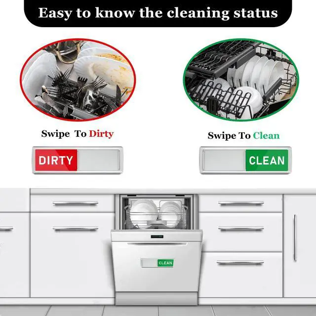 Alt view image 2 of 6 - PSLER Dishwasher Magnet Clean Dirty Sign - Acrylic Slider Indicator Silver | Clean Dirty Magnetic Indicator for Dishwasher & Refrigerator, Kitchen Decor for Apartment, Home, Housewarming Gift