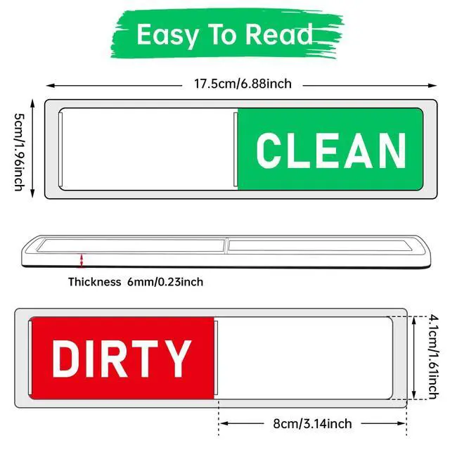 Alt view image 3 of 6 - PSLER Dishwasher Magnet Clean Dirty Sign - Acrylic Slider Indicator Silver | Clean Dirty Magnetic Indicator for Dishwasher & Refrigerator, Kitchen Decor for Apartment, Home, Housewarming Gift