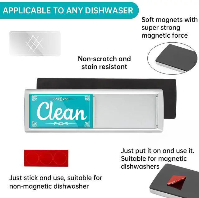 Alt view image 7 of 7 - PSLER Dishwasher Magnet Clean Dirty Sign - Green & Blue Slide Tab Indicator | Strong Magnetic Clean Dirty Indicator for Dishwasher, Kitchen Home Apartment Farmhouse Decor, Scratch Free Housewarming Gi