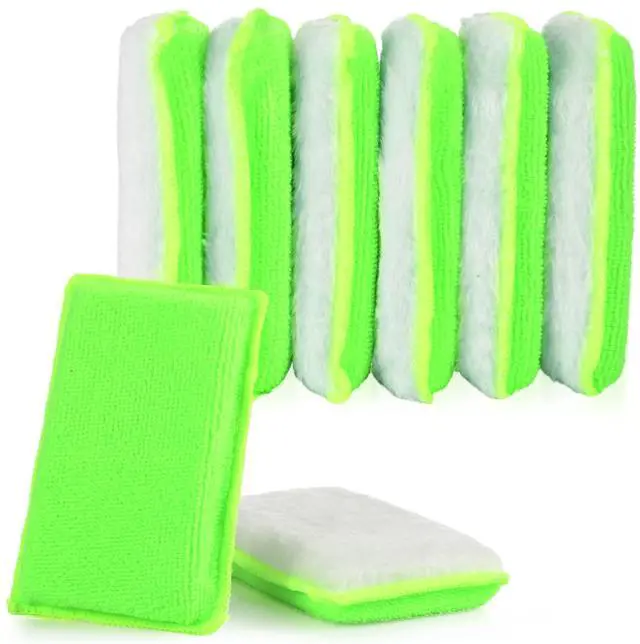 Main image of 8 Pcs Car Interior Scrubbing Sponge 5'' x 3'' Fiber Car Wax Applicator pad Household Cleaning Sponges for Leather Seat Couch Cleaning (Green White)