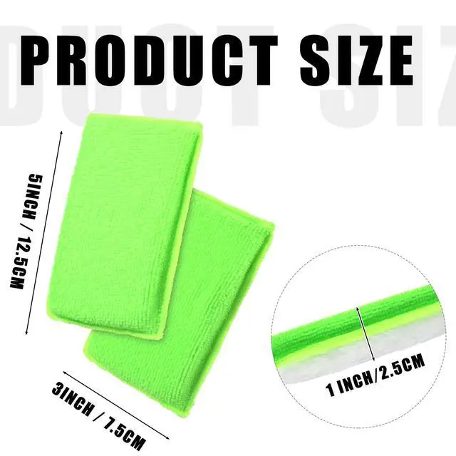 Alt view image 2 of 6 - 8 Pcs Car Interior Scrubbing Sponge 5'' x 3'' Fiber Car Wax Applicator pad Household Cleaning Sponges for Leather Seat Couch Cleaning (Green White)