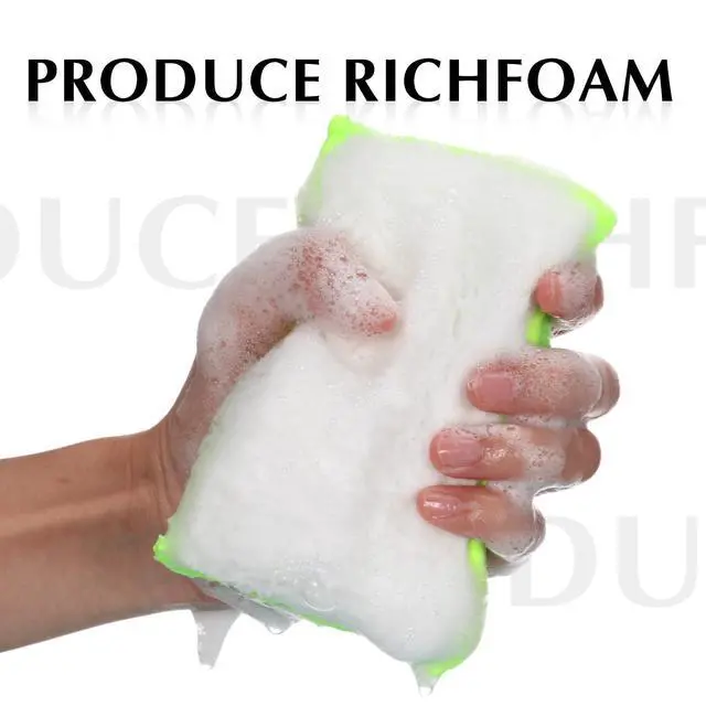 Alt view image 5 of 6 - 8 Pcs Car Interior Scrubbing Sponge 5'' x 3'' Fiber Car Wax Applicator pad Household Cleaning Sponges for Leather Seat Couch Cleaning (Green White)