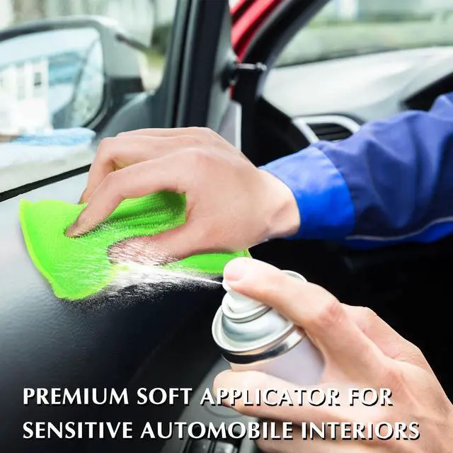 Alt view image 6 of 6 - 8 Pcs Car Interior Scrubbing Sponge 5'' x 3'' Fiber Car Wax Applicator pad Household Cleaning Sponges for Leather Seat Couch Cleaning (Green White)