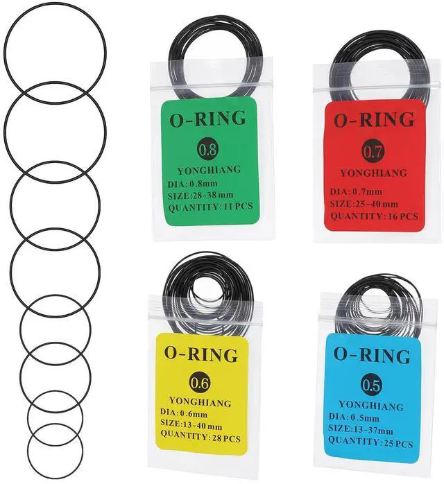 Main image of KFHENSMR 80Pcs Watch Gasket O Ring 0.5 0.6 0.7 0.8 mm Rubber Sealing Washer | Replacement O Rings, Waterproof Rubber, for Repair Accessories Parts, Watch Sealing Ring, Fit Watch Back Cover