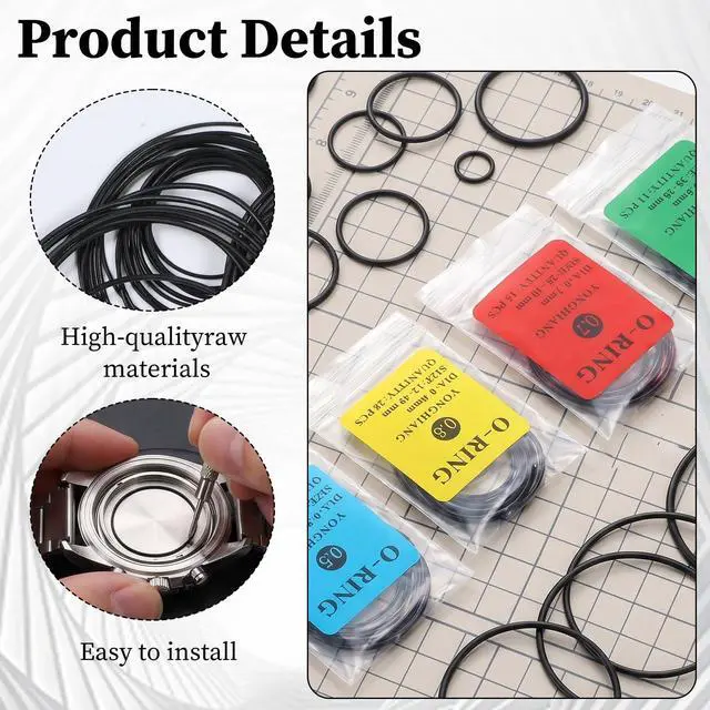 Alt view image 3 of 7 - KFHENSMR 80Pcs Watch Gasket O Ring 0.5 0.6 0.7 0.8 mm Rubber Sealing Washer | Replacement O Rings, Waterproof Rubber, for Repair Accessories Parts, Watch Sealing Ring, Fit Watch Back Cover