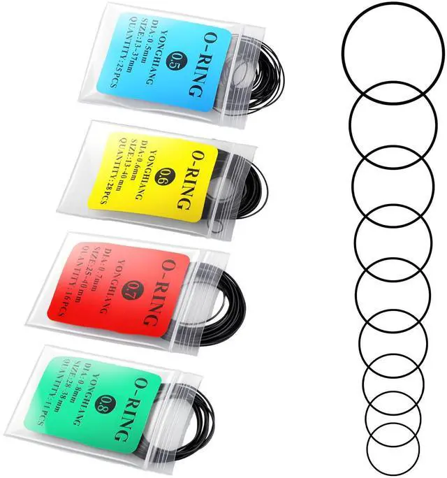 Main image of O Ring Watch Gasket Kit, 80 Pcs 0.5x0.6x0.7x0.8mm Thickness Rubber Watch Parts, Water Resistant Seal Rings for Watches Repair