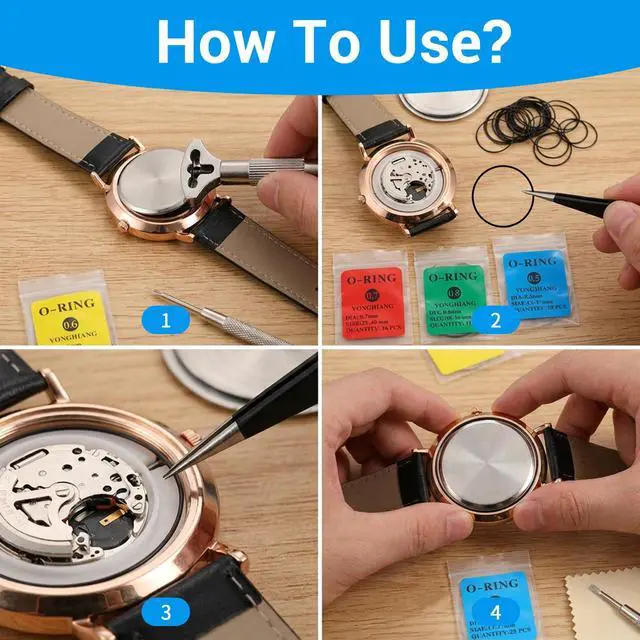 Alt view image 3 of 7 - O Ring Watch Gasket Kit, 80 Pcs 0.5x0.6x0.7x0.8mm Thickness Rubber Watch Parts, Water Resistant Seal Rings for Watches Repair