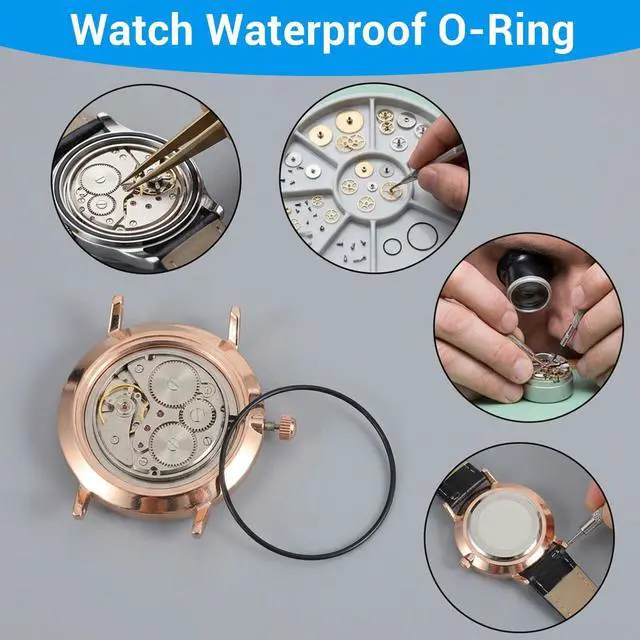 Alt view image 4 of 7 - O Ring Watch Gasket Kit, 80 Pcs 0.5x0.6x0.7x0.8mm Thickness Rubber Watch Parts, Water Resistant Seal Rings for Watches Repair