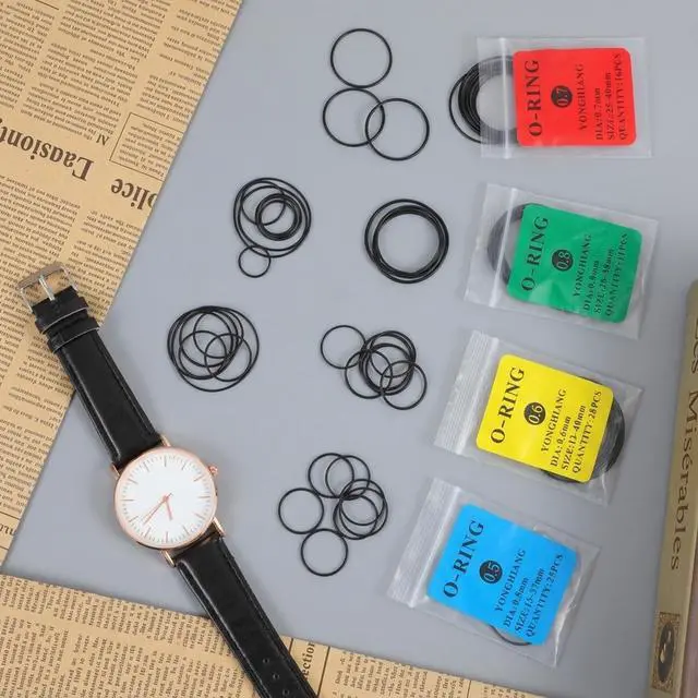 Alt view image 6 of 7 - O Ring Watch Gasket Kit, 80 Pcs 0.5x0.6x0.7x0.8mm Thickness Rubber Watch Parts, Water Resistant Seal Rings for Watches Repair