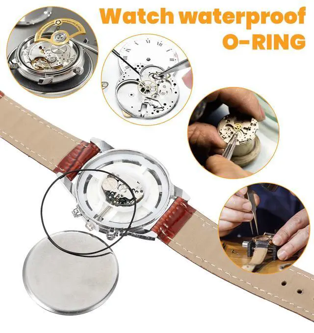 Alt view image 7 of 7 - 28 Pcs Watch Gasket Kit, 0.6mm Waterproof Watch Rubber Seal O-Ring Kit | Watch Seal O rings Washers, Watches Back Cover Gaskets, Repair Tool Kit
