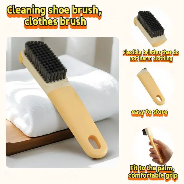 Alt view image 2 of 7 - Ergonomic Clothes Soft Bristle Laundry Brush, Milk Yellow, ABS+PBT Material, Hanging Design, Portable Hand-Held Cleaning Tool with Comfortable Grip for Garments, Shoes, Household (Yellow, S)