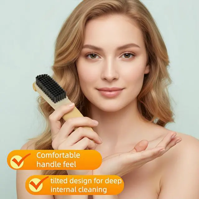Alt view image 7 of 7 - Ergonomic Clothes Soft Bristle Laundry Brush, Milk Yellow, ABS+PBT Material, Hanging Design, Portable Hand-Held Cleaning Tool with Comfortable Grip for Garments, Shoes, Household (Yellow, S)