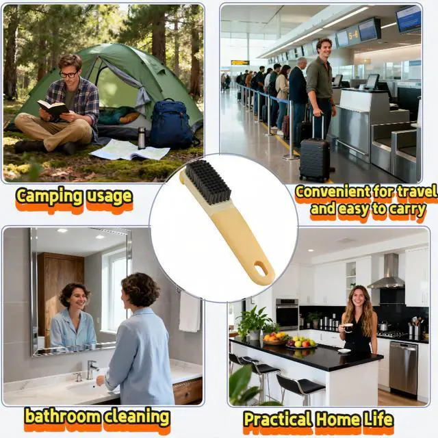 Alt view image 6 of 7 - Ergonomic Clothes Soft Bristle Laundry Brush, Milk Yellow, ABS+PBT Material, Hanging Design, Portable Hand-Held Cleaning Tool with Comfortable Grip for Garments, Shoes, Household (Yellow, S)