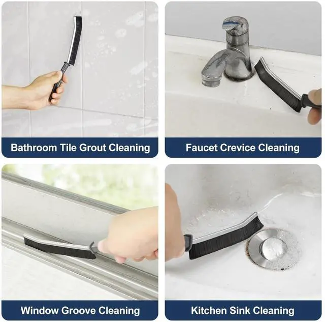 Alt view image 2 of 7 - Hard Bristled Crevice Cleaning Brush Bathroom Gap Cleaning Brush | Thin Grout Brush