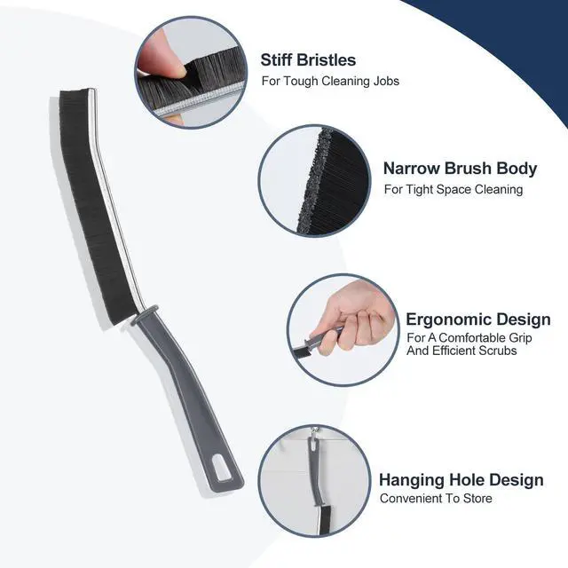 Alt view image 3 of 7 - Hard Bristled Crevice Cleaning Brush Bathroom Gap Cleaning Brush | Thin Grout Brush