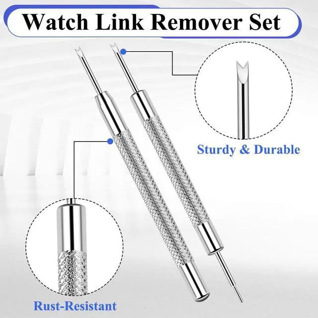Alt view image 3 of 7 - Band Pins Kit, Heavy Duty Watch Bands Spring Bars Pins Replacement, Stainless Steel Watches Strap Pins Adjustment Tool , Link Removal Kit with 20PCS Spring Bars (16mm-24mm) and Cleaning Cloth