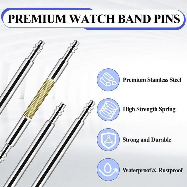 Alt view image 4 of 7 - Band Pins Kit, Heavy Duty Watch Bands Spring Bars Pins Replacement, Stainless Steel Watches Strap Pins Adjustment Tool , Link Removal Kit with 20PCS Spring Bars (16mm-24mm) and Cleaning Cloth