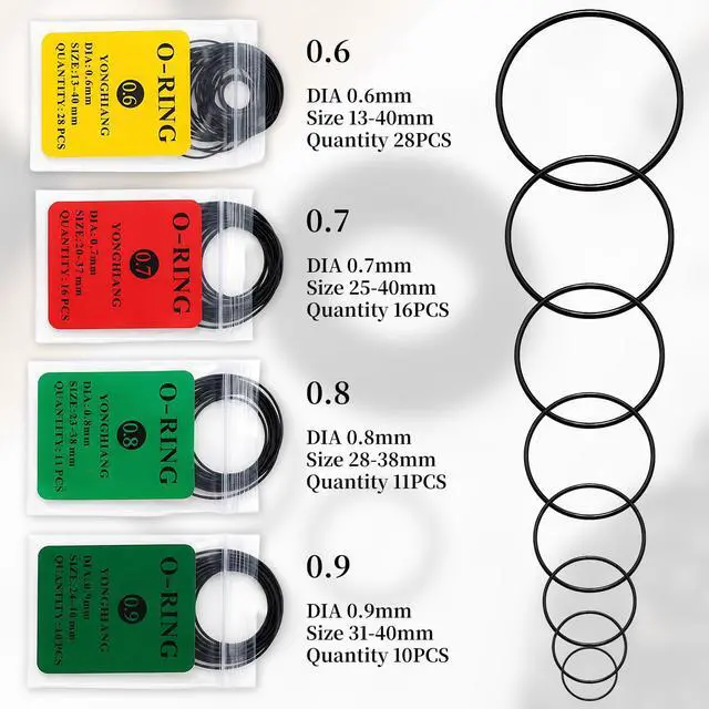 Alt view image 2 of 6 - 65 Pcs O Ring Watch Gasket Kit Waterproof Rubber Watch Seal Washers 4 Sizes | 0.6, 0.7, 0.8, 0.9mm, Replacement O Rings for Watches Repair Tools, Water/Dust/Oil/Heat Resistant, for Watches Back Cover
