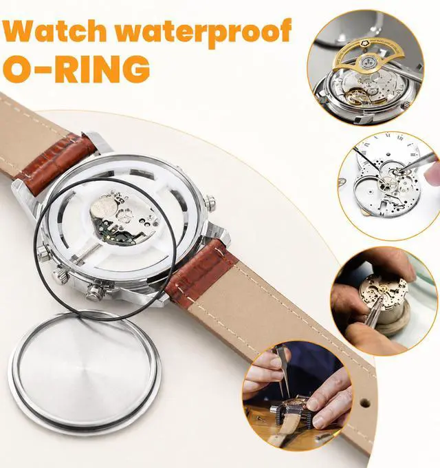 Alt view image 4 of 7 - 28Pcs Watch Gasket, 0.6mm Watch Rubber Seal O-Ring Kit Assorted | Black rubber, 0.6mm thickness, 13-40mm assorted diameters, waterproof sealing, watch back cover repair and replacement.