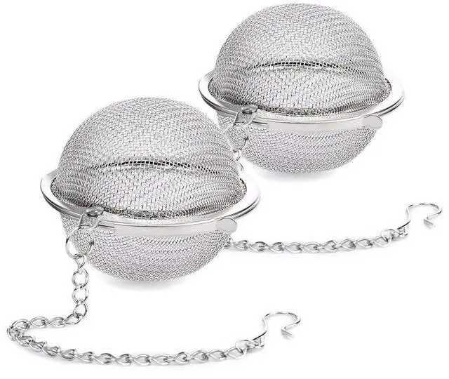 Main image of 2Pcs Stainless Steel Tea Infuser Strainer, 2.04 Inch Fine Mesh Ball | Metal Fine Mesh Tea Spice Ball for Loose Leaf Tea, Tea Filter with Chain Hook, Tea Interval Diffuser for Spices, Seasonings