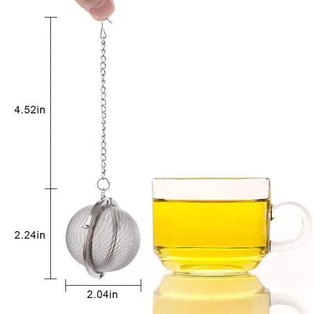 Alt view image 2 of 7 - 2Pcs Stainless Steel Tea Infuser Strainer, 2.04 Inch Fine Mesh Ball | Metal Fine Mesh Tea Spice Ball for Loose Leaf Tea, Tea Filter with Chain Hook, Tea Interval Diffuser for Spices, Seasonings