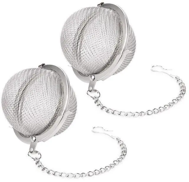 Alt view image 5 of 7 - 2Pcs Stainless Steel Tea Infuser Strainer, 2.04 Inch Fine Mesh Ball | Metal Fine Mesh Tea Spice Ball for Loose Leaf Tea, Tea Filter with Chain Hook, Tea Interval Diffuser for Spices, Seasonings