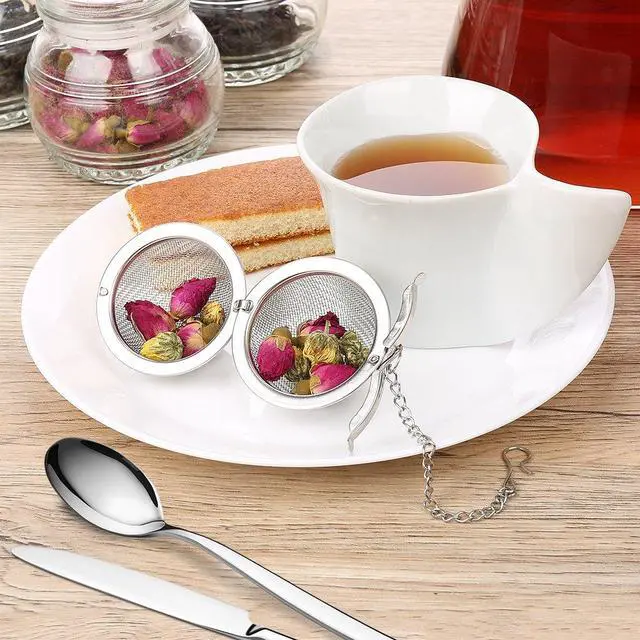 Alt view image 6 of 7 - 2Pcs Stainless Steel Tea Infuser Strainer, 2.04 Inch Fine Mesh Ball | Metal Fine Mesh Tea Spice Ball for Loose Leaf Tea, Tea Filter with Chain Hook, Tea Interval Diffuser for Spices, Seasonings
