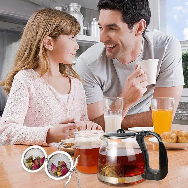 Alt view image 7 of 7 - 2Pcs Stainless Steel Tea Infuser Strainer, 2.04 Inch Fine Mesh Ball | Metal Fine Mesh Tea Spice Ball for Loose Leaf Tea, Tea Filter with Chain Hook, Tea Interval Diffuser for Spices, Seasonings
