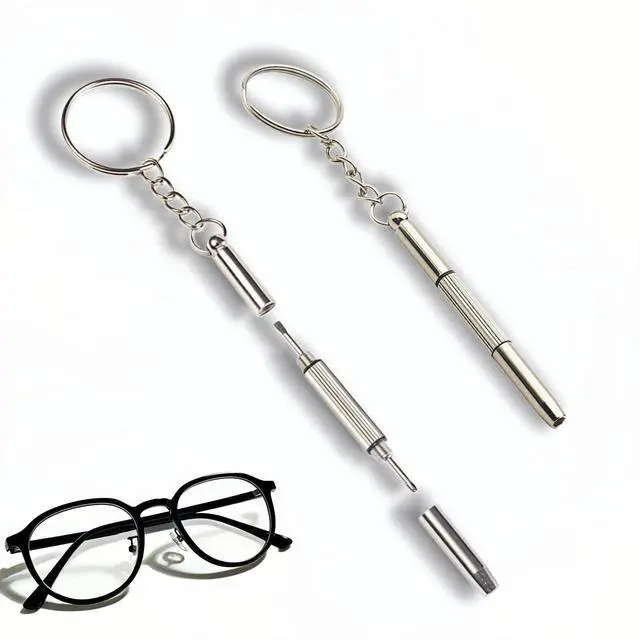 Main image of Glasses Repair Kit, 2-Pack 3-in-1 Precision Screwdriver Set with Keychain, Mini Stainless Steel Screwdriver Tool for Eyeglasses, Sunglasses, Phone, Watch, Laptop, and Jewelry (Flathead, Phillips, Hex)