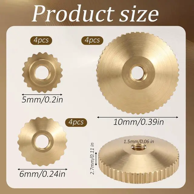Alt view image 2 of 7 - Brass Clock Hand Nut Assortment Grandfather Wall Mantel Clock Hands | 12pcs, 5/6/10mm OD, Parts Replacement Kit, for Smooth Timekeeping, Clocks Repair Parts