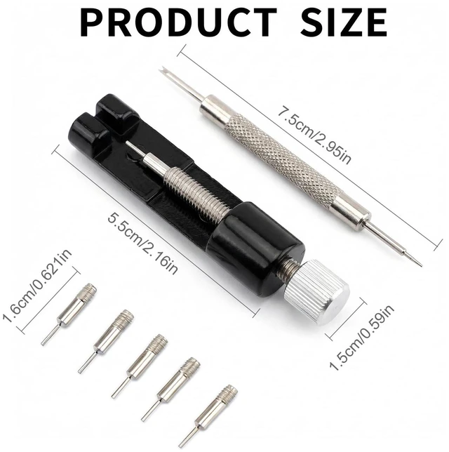 Alt view image 2 of 6 - 8PCS Watch Link Removal Kit, Adjust and Remove Bracelets Tools with 5 PCS Replacement Pins, Watch Pin Remover Tool, Watches Sizing Adjustment Tool Kit for Watches Repair and Sizing