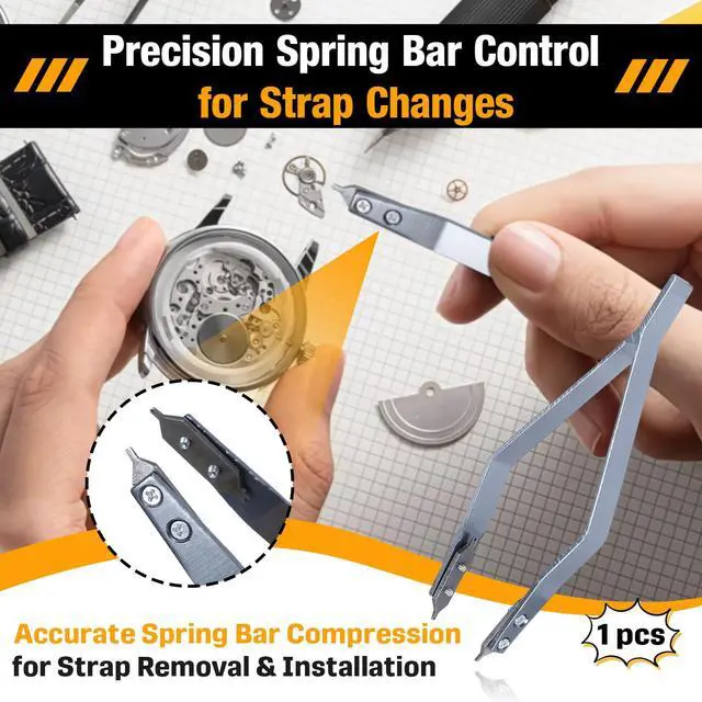 Alt view image 4 of 7 - 7825 Professional Spring Bar Tweezers, Precision Spring Bar Plier Tool | for Watch Strap Removal & Installation, Designed for Raw Ears and Tight Lug Watches,Premium Alloy Build (Gray Silver)