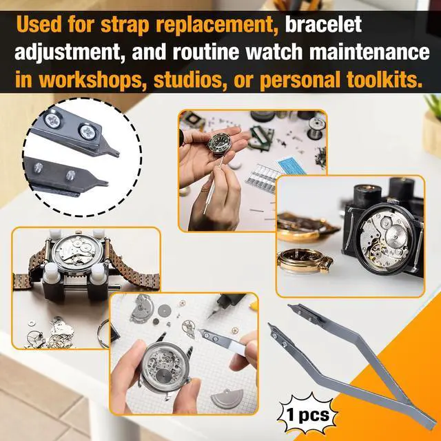 Alt view image 6 of 7 - 7825 Professional Spring Bar Tweezers, Precision Spring Bar Plier Tool | for Watch Strap Removal & Installation, Designed for Raw Ears and Tight Lug Watches,Premium Alloy Build (Gray Silver)
