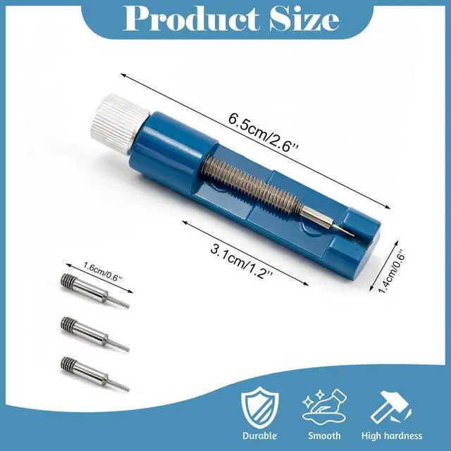 Alt view image 2 of 6 - Watch Pin Remover Tool, Portable Watch Strap Adjustment Tool | Watch Bracelet Remover, 3 Extra Pins, for Adjusting and Removing (Blue)