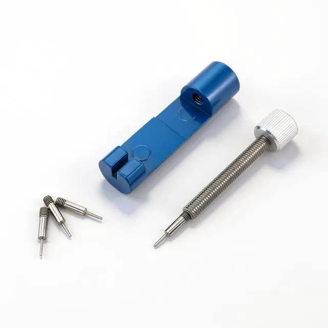 Alt view image 5 of 6 - Watch Pin Remover Tool, Portable Watch Strap Adjustment Tool | Watch Bracelet Remover, 3 Extra Pins, for Adjusting and Removing (Blue)