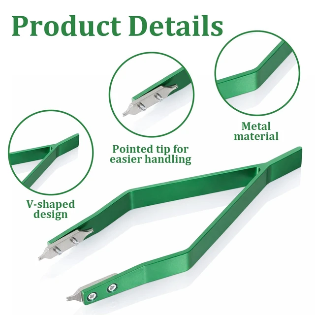 Alt view image 3 of 7 - Watch Spring Bar Tweezers, V Shaped Watch Spring Bar Tool Watches Bracelet Removal Tool Watches Strap Removal Tools for Watchmaker Repair (Green)