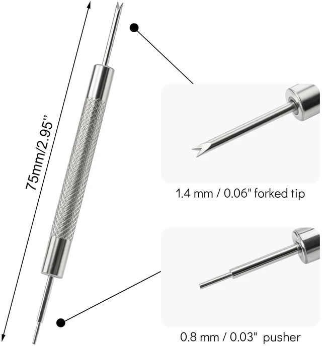 Alt view image 2 of 6 - Dual-ended Watch Strap Removal Tool, for Sizing Strap, Repair | Watch Link Removal Tool, Spring Bar Tool, Knurled Handle, Fit for Watch Repair Shops, Home