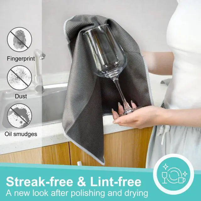 Alt view image 2 of 7 - Microfiber Glass Cleaning ClothsWindow Cleaning Cloth Lint free Scratch Free Polishing Cloths for Dishes Eyeglasses Car Stainless Steel Appliances Mirrors Screens 16In x 16In Gray 8Pack