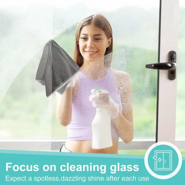 Alt view image 3 of 7 - Microfiber Glass Cleaning ClothsWindow Cleaning Cloth Lint free Scratch Free Polishing Cloths for Dishes Eyeglasses Car Stainless Steel Appliances Mirrors Screens 16In x 16In Gray 8Pack