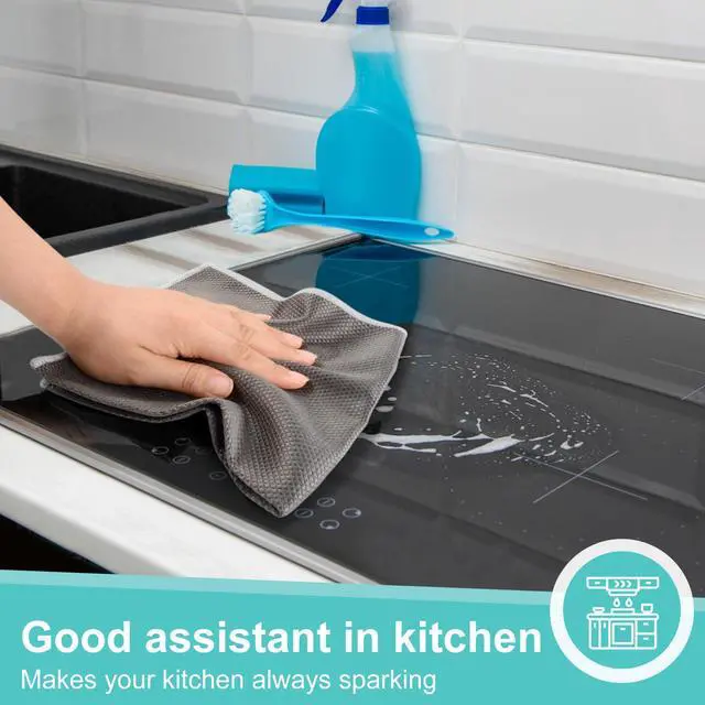Alt view image 5 of 7 - Microfiber Glass Cleaning ClothsWindow Cleaning Cloth Lint free Scratch Free Polishing Cloths for Dishes Eyeglasses Car Stainless Steel Appliances Mirrors Screens 16In x 16In Gray 8Pack