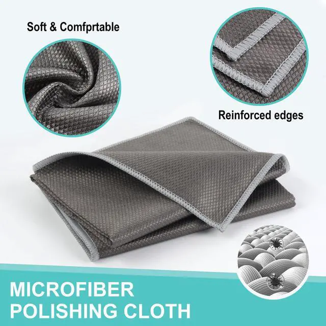 Alt view image 7 of 7 - Microfiber Glass Cleaning ClothsWindow Cleaning Cloth Lint free Scratch Free Polishing Cloths for Dishes Eyeglasses Car Stainless Steel Appliances Mirrors Screens 16In x 16In Gray 8Pack