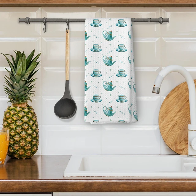 Alt view image 4 of 6 - English Cottage Kitchen Dish Towels, Coffee Tea Gifts for Women, Vintage Blue English Country Tea Time Cottagecore Hand Towels Kitchen Tea Towel Decorations, 16x24inch