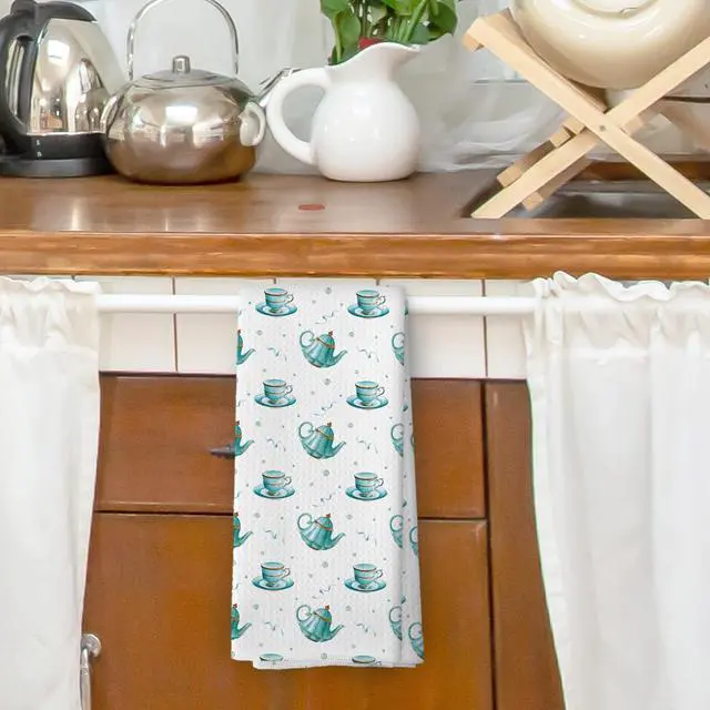 Alt view image 2 of 6 - English Cottage Kitchen Dish Towels, Coffee Tea Gifts for Women, Vintage Blue English Country Tea Time Cottagecore Hand Towels Kitchen Tea Towel Decorations, 16x24inch