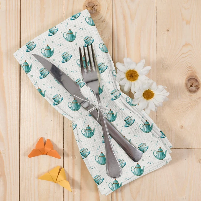 Alt view image 5 of 6 - English Cottage Kitchen Dish Towels, Coffee Tea Gifts for Women, Vintage Blue English Country Tea Time Cottagecore Hand Towels Kitchen Tea Towel Decorations, 16x24inch