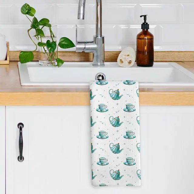 Alt view image 3 of 6 - English Cottage Kitchen Dish Towels, Coffee Tea Gifts for Women, Vintage Blue English Country Tea Time Cottagecore Hand Towels Kitchen Tea Towel Decorations, 16x24inch