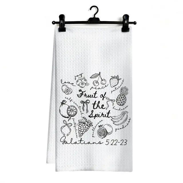 Main image of Christian Kitchen Dish Towels, Christian Gifts for Women, Fruit of The Spirit Galatians 5:22-23 Bible Verse Decorative Hand Tea Towels for Kitchen Bathroom, 16x24 Inch